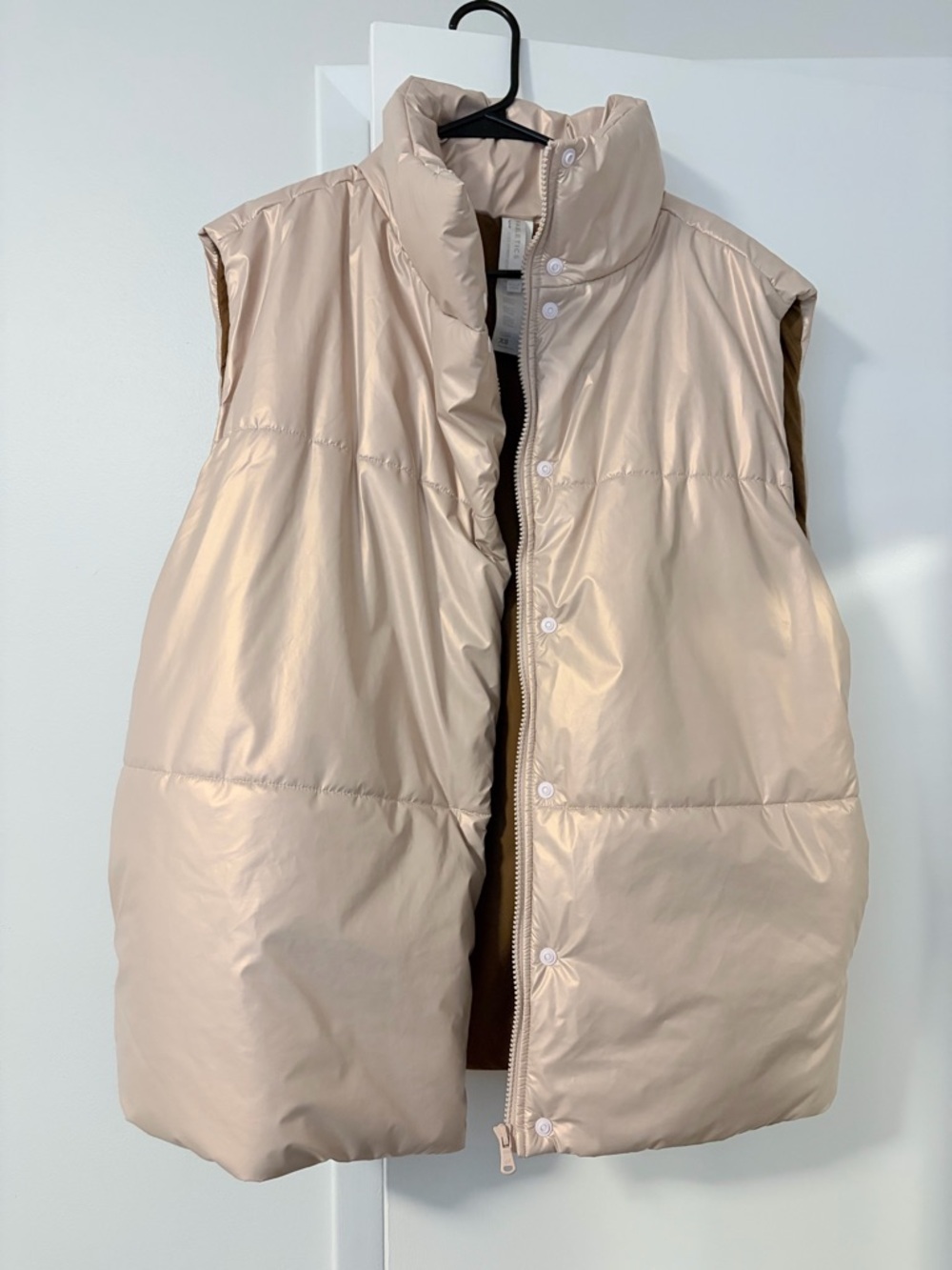 Fabletics Pink Quilted Vest with Light Brown Lining
